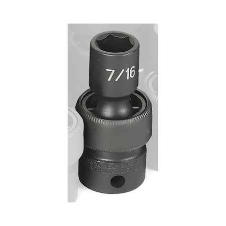 Grey Pneumatic 3/8" Drive, 7/16" Size, 6-Point Std, SAE Socket 1014U